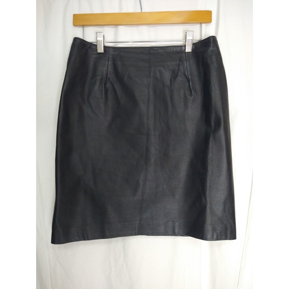 TYLER GILLIS Size 8 Black Leather Skirt Lined versatile aesthetic wardrobe item